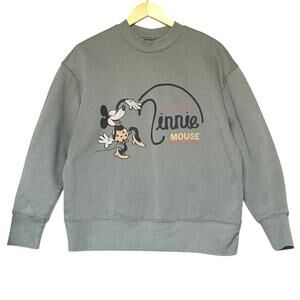 Disney Minnie Mouse Womens XL Green Long Sleeve Crew Neck Sweatshirt Fleece